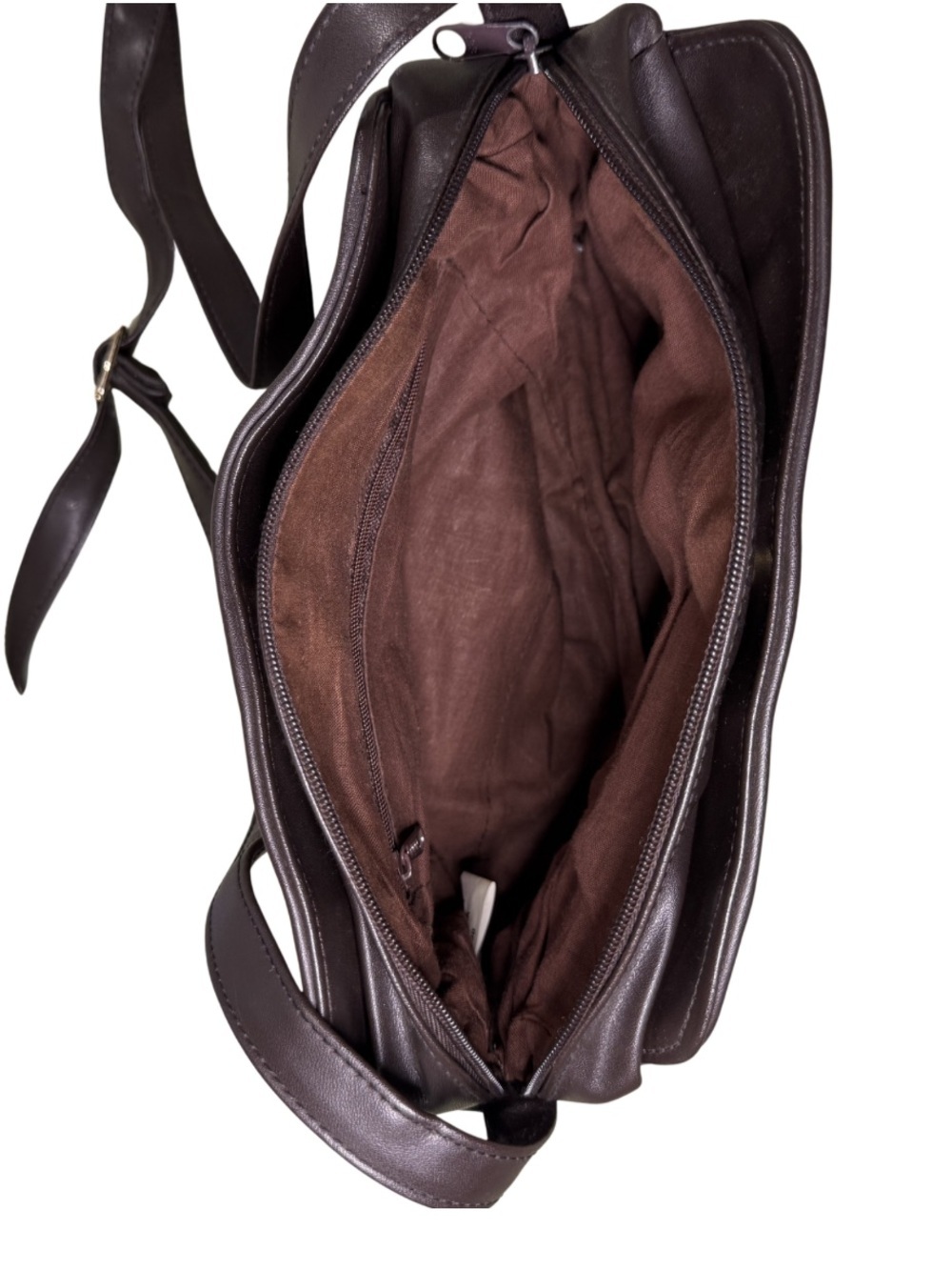 La Covina Patchwork Dark Brown Leather Crossbody Fall Purse - Picture 9 of 9